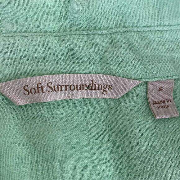 Soft Surroundings Mint Green Button Front Blouse Small - Picture 5 of 7